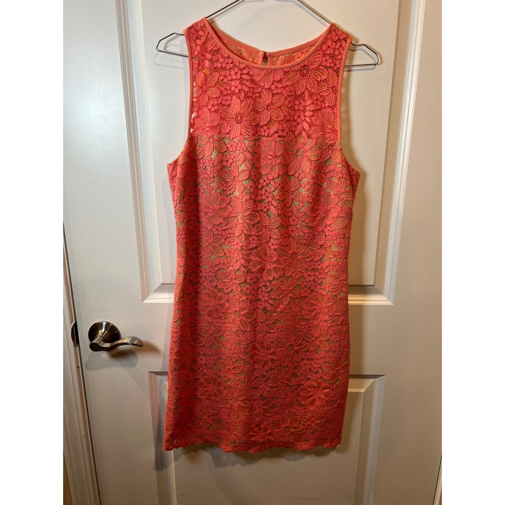 Trina Turk Womens Dress Floral Lace Sleeveless Coral Size 2